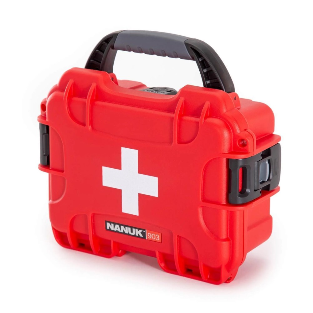 Nanuk 903 Case 903 empty – w/First Aid Logo - Red